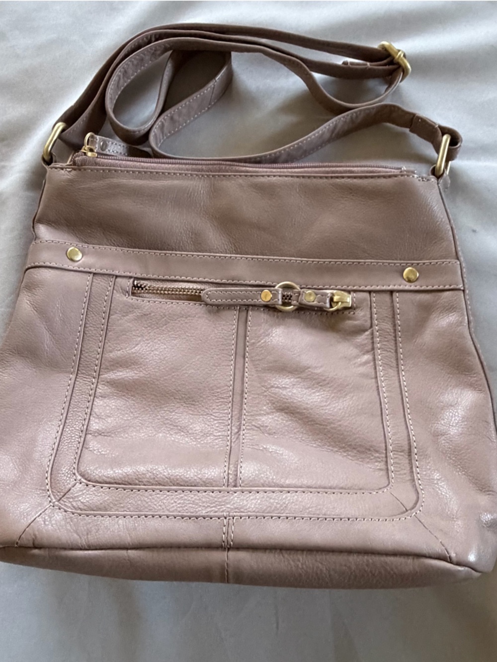 Great American Leatherworks Classic Taupe Crossbody Shoulder Bag